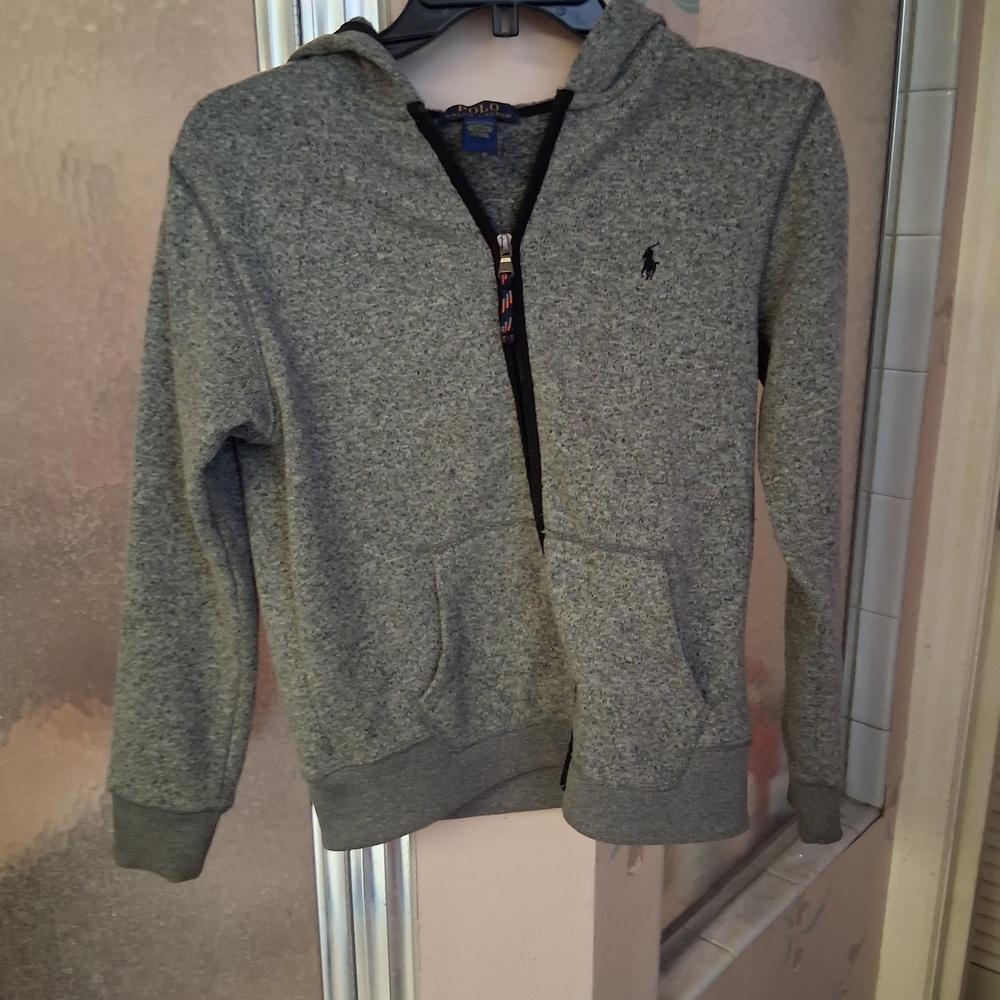 Polo by Ralph Lauren Kids Heather Gray Zip-Up Hoodie Unisez Medium 8/10